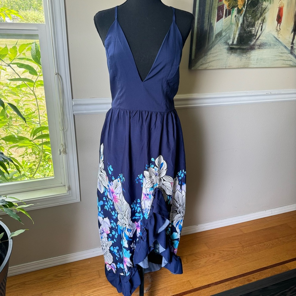 Floral V Neck Strap Low Hem Maxi‎ Dress